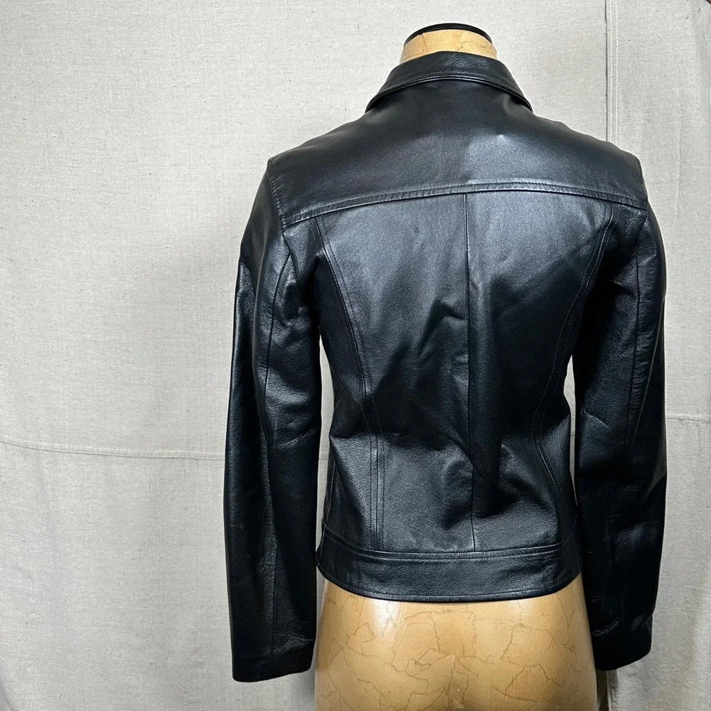 Austin Clothing Co Black Genuine Leather‎ Moto Biker Jacket Size Small Women